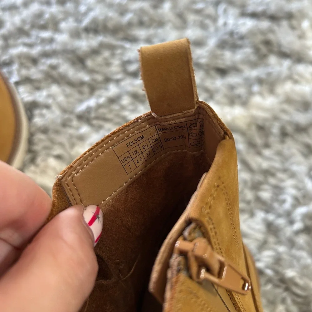 Vionic Folsom Water Resistant Moto Bootie in‎ Wheat Brown sz 7